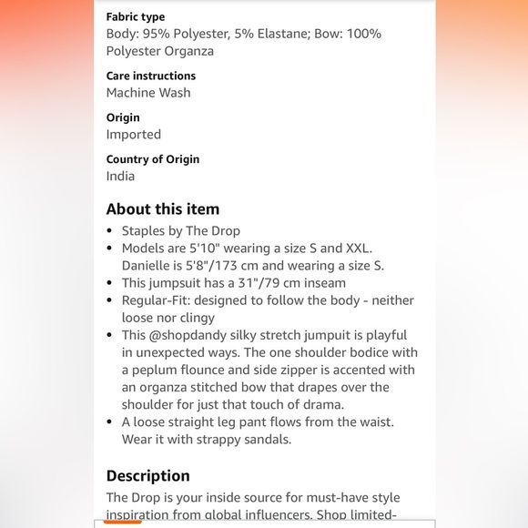 The Drop Women's @shopdandy Silky Stretch Jumpsuit new - Picture 6 of 7